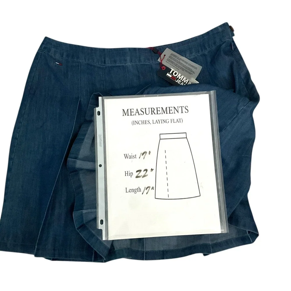 Tommy‎ Jeans Womens Blue Pleated Denim Mini Skirt Size 12 New With Tags